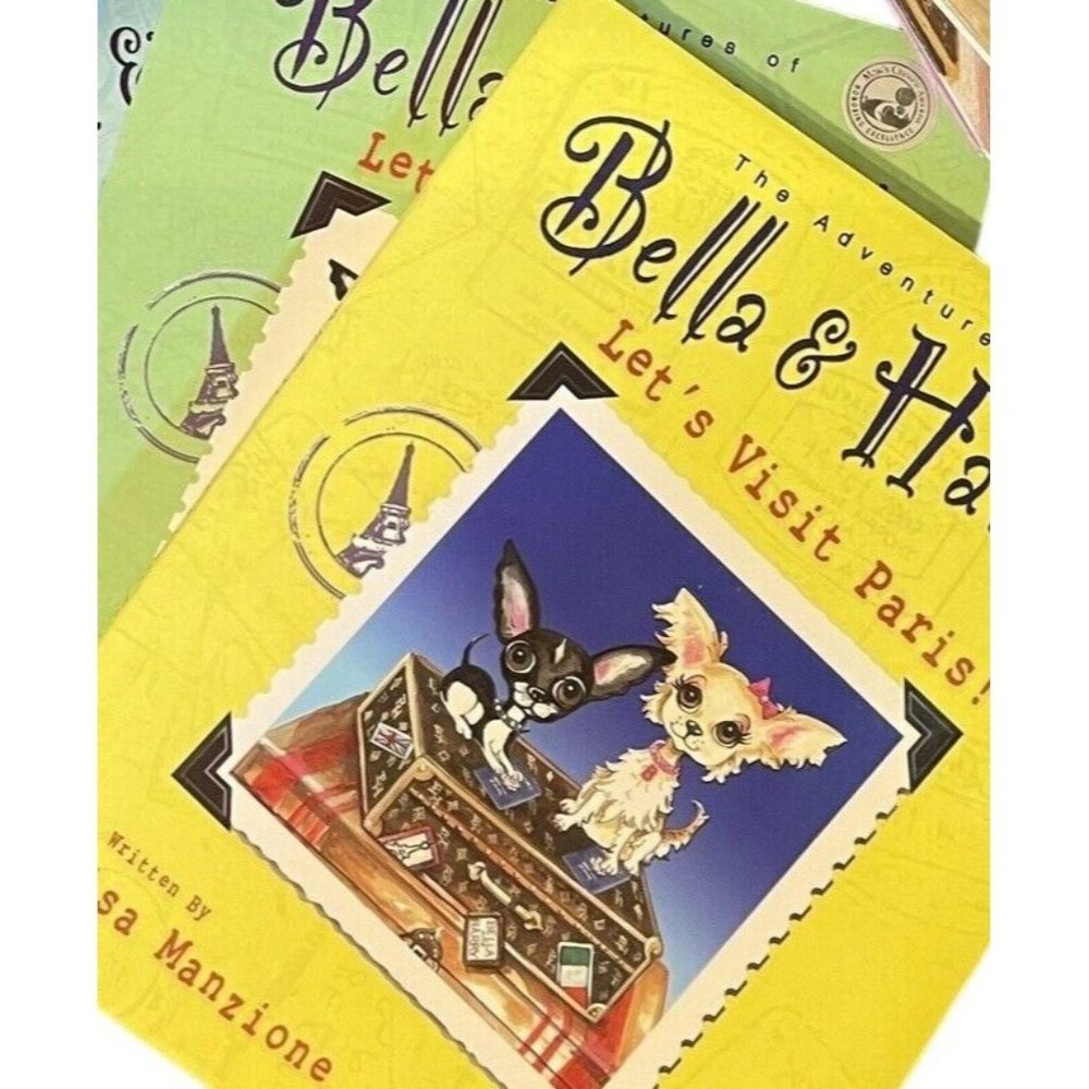 Bella Harry Dog adventures Lets Visit Books 1-2 Set Paris Venice Hardcover Dust
